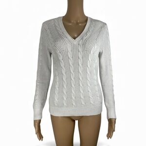 Lauren Ralph Lauren Women's V-Neck Cable Knit Sweater  size M